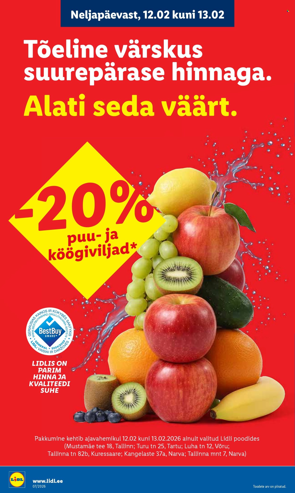 Lidl kliendileht - Allahindluste tormijooks (9.02 - 15.02.2026)