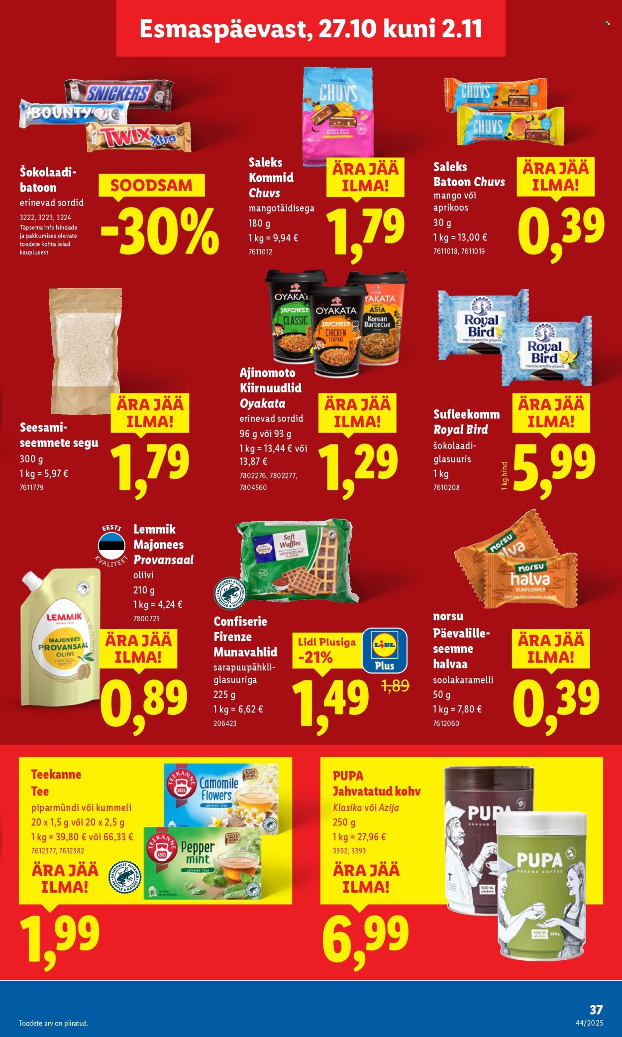 Lidl kliendileht - Nädalalõpu pakkumised (30.10 - 2.11.2025)
