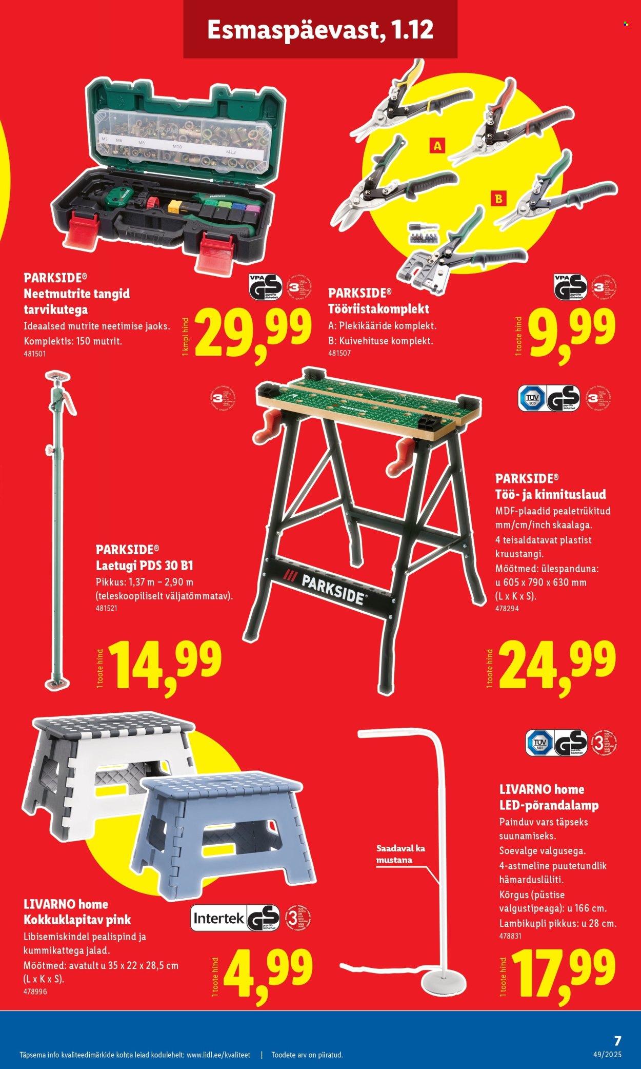 Lidl kliendileht - Tööstuskaupade pakkumised (1.12 - 7.12.2025)