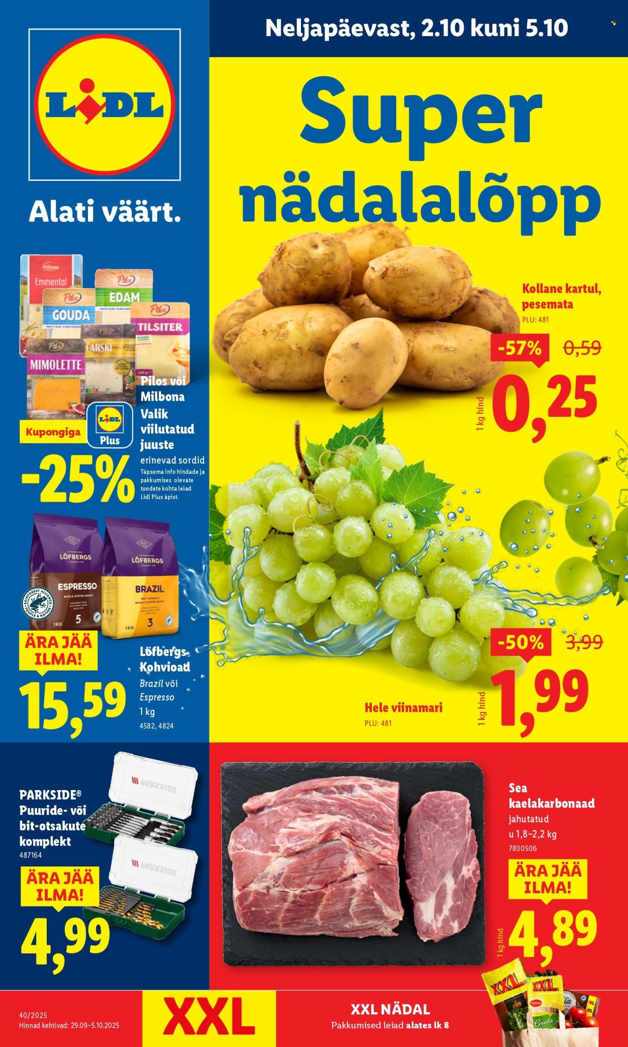 Lidl kliendileht - Nädalalõpu pakkumised (2.10 - 5.10.2025)