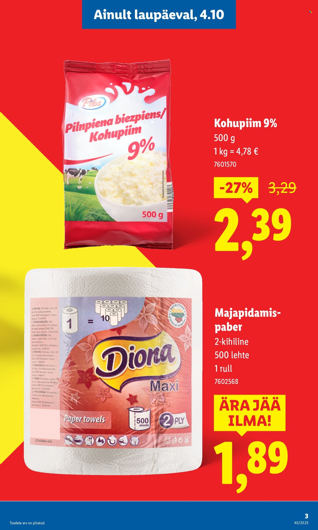 Lidl kliendileht - Nädalalõpu pakkumised (2.10 - 5.10.2025)