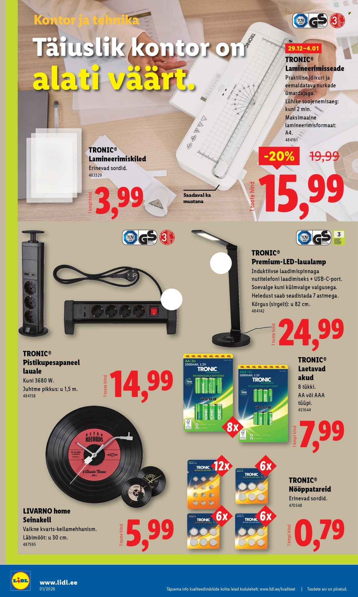 Lidl kliendileht - Tööstuskaupade pakkumised (29.12.2025 - 4.01.2026)