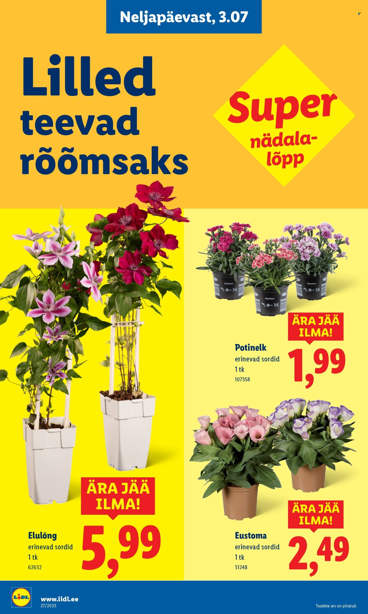 Lidl kliendileht - Nädalalõpu pakkumised (3.07 - 6.07.2025)