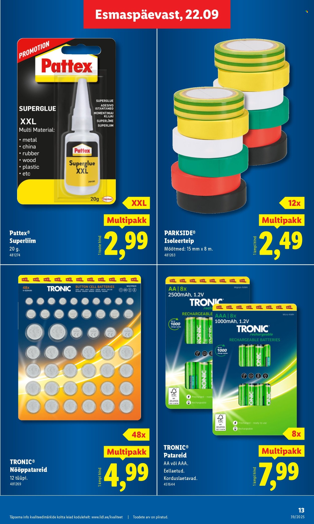 Lidl kliendileht - Tööstuskaupade pakkumised (22.09 - 28.09.2025)