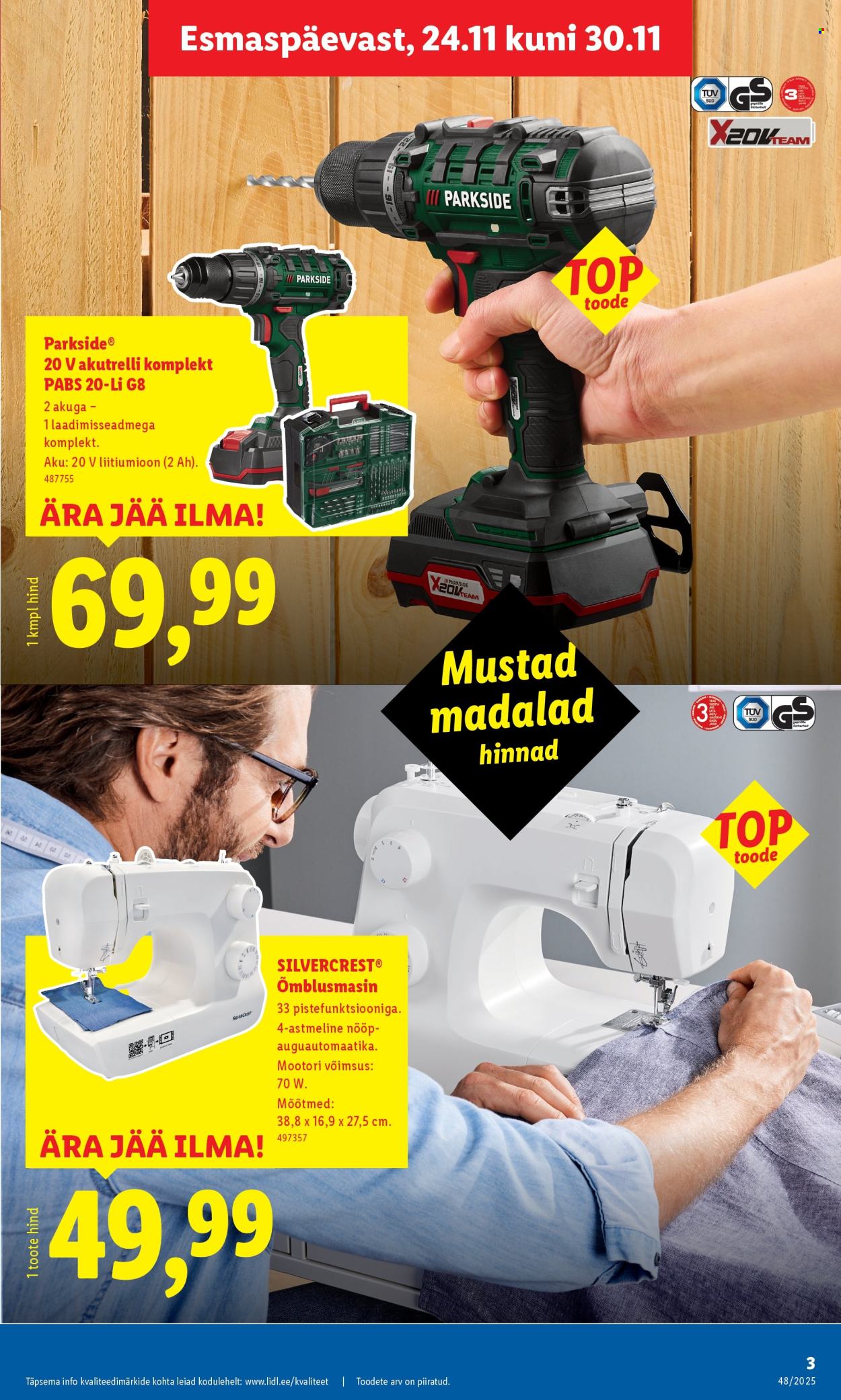 Lidl kliendileht - Tööstuskaupade pakkumised (24.11 - 30.11.2025)