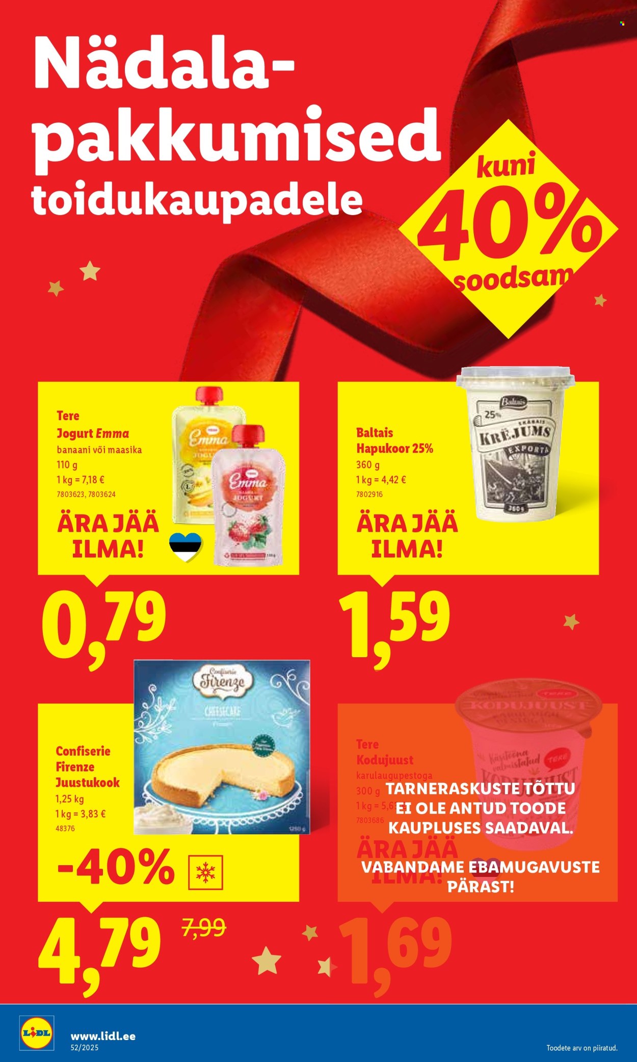 Lidl kliendileht - Nädalalõpu pakkumised (25.12 - 28.12.2025)
