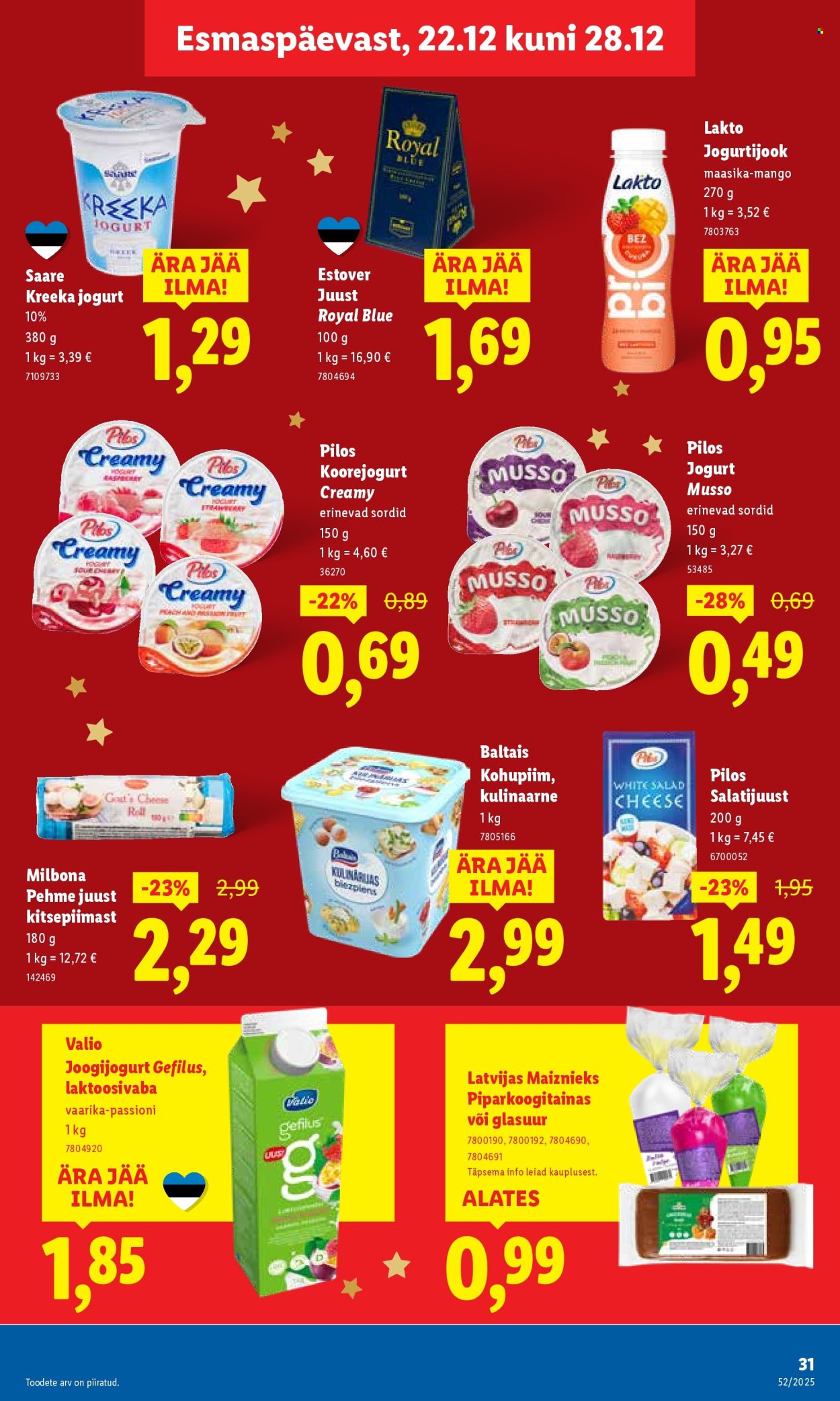 Lidl kliendileht - Nädalalõpu pakkumised (25.12 - 28.12.2025)