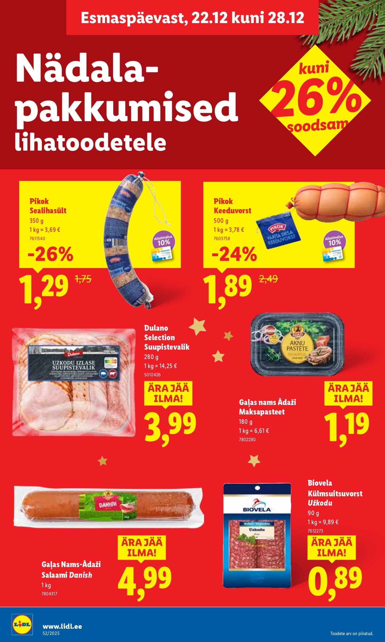 Lidl kliendileht - Nädalalõpu pakkumised (25.12 - 28.12.2025)