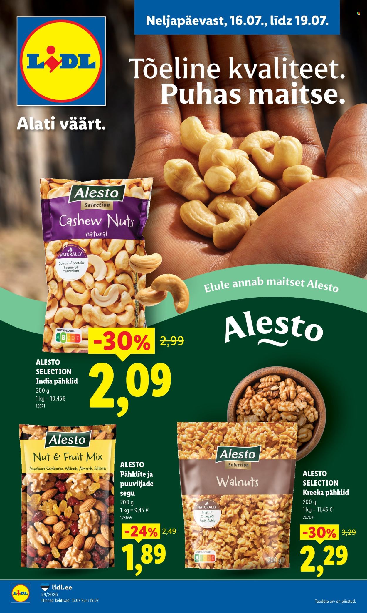 Lidl kliendileht - Tõeline kvaliteet. Puhas maitse. (16.07 - 19.07.2026)
