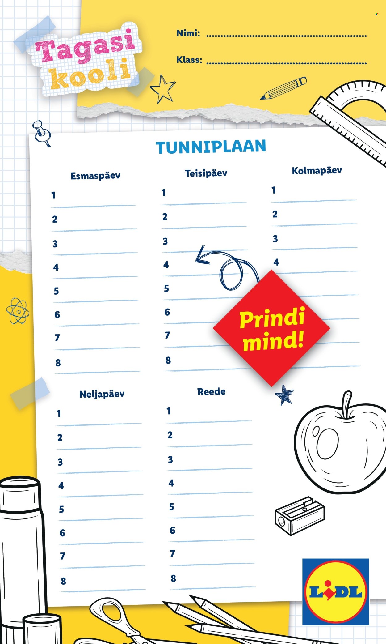 Lidl kliendileht - Tagasi kooli