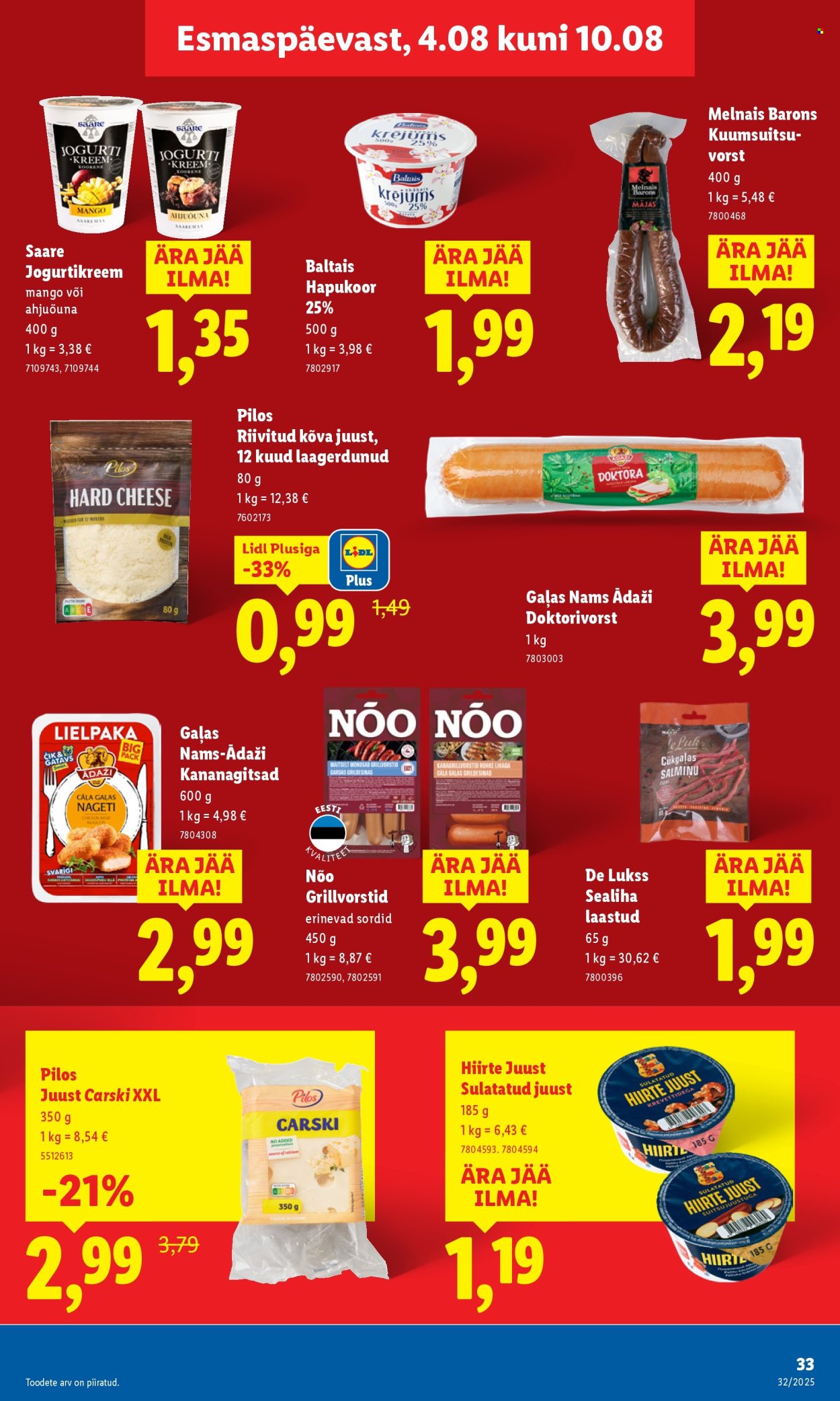 Lidl kliendileht - Nädalalõpu pakkumised (7.08 - 10.08.2025)