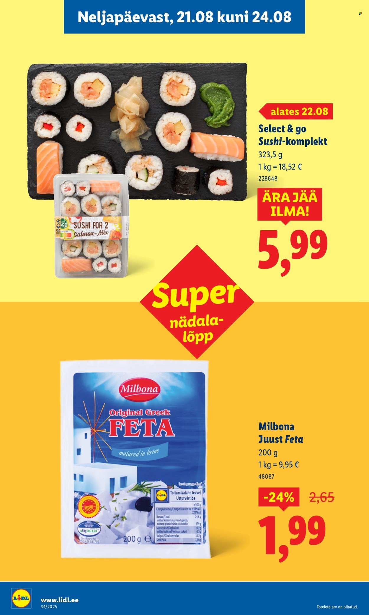 Lidl kliendileht - Nädalalõpu pakkumised (21.08 - 24.08.2025)