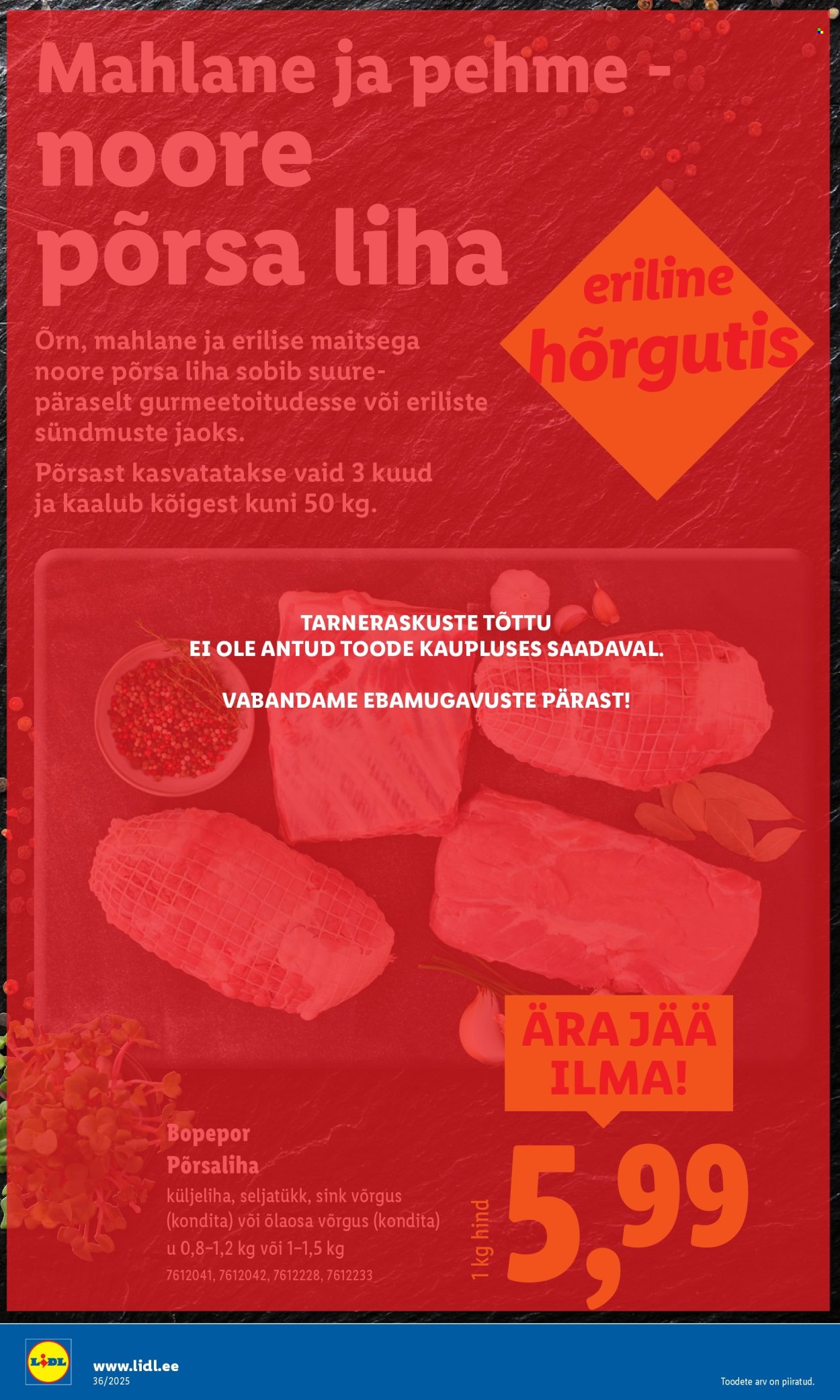 Lidl kliendileht - Nädalalõpu pakkumised (4.09 - 7.09.2025)
