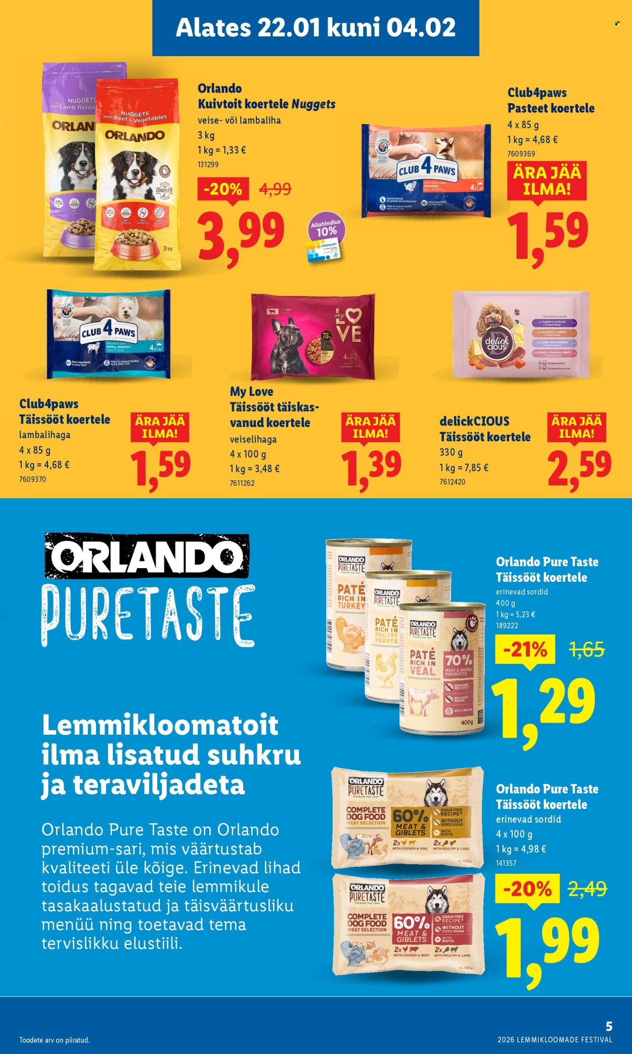 Lidl kliendileht - Lemmikloomade festivali kataloog (22.01 - 4.02.2026)