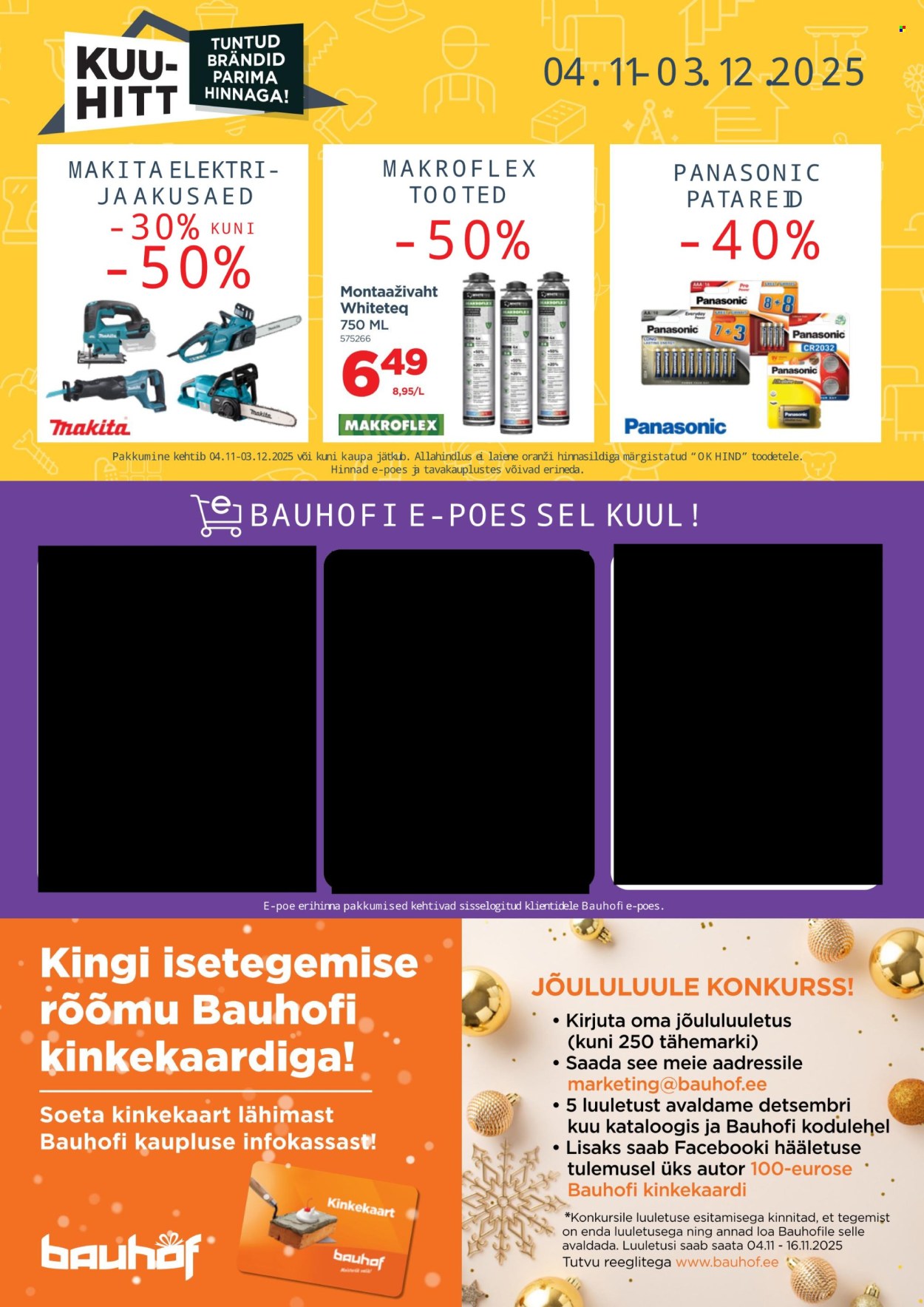 Bauhof kliendileht - JÕULUD ALGAVAD BAUHOFIST! (4.11 - 31.12.2025)